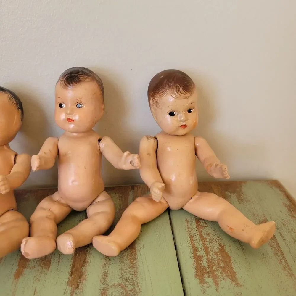 Vintage Crawling Baby Doll Quadruplets – Marked “Superior” & “Hollywood” –